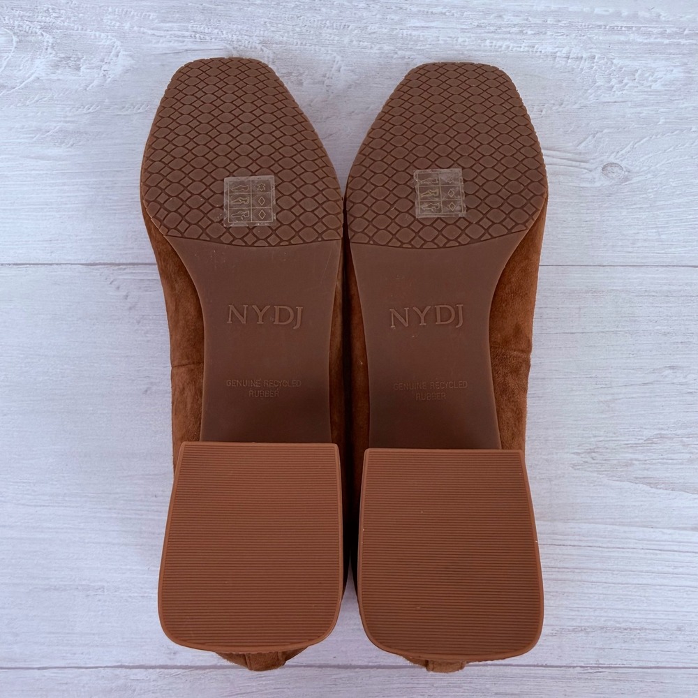NYDJ Teddie Suede Block Heel Pumps Women 7.5 Brown Leather Square Toe Minimalist - Picture 12 of 14